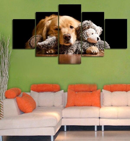 Image of Puppy and Teddy Bear