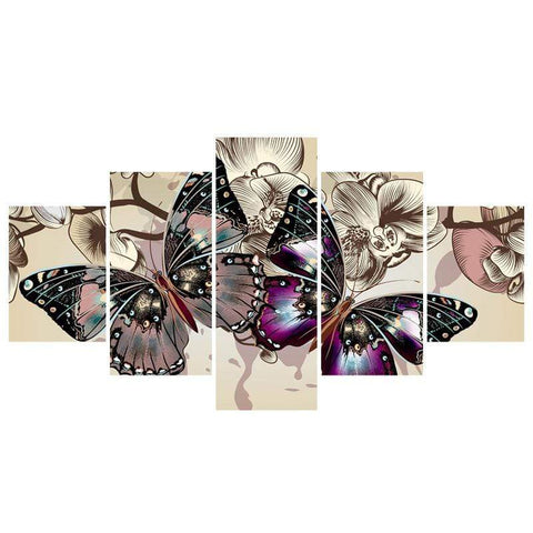 Image of Colorful Butterfly with Flowers