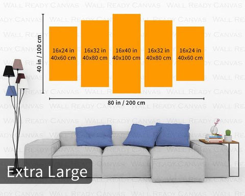 Image of Wall Ready Canvas Enchanted Cottage ready to hang modern wall art multi panel 5 piece