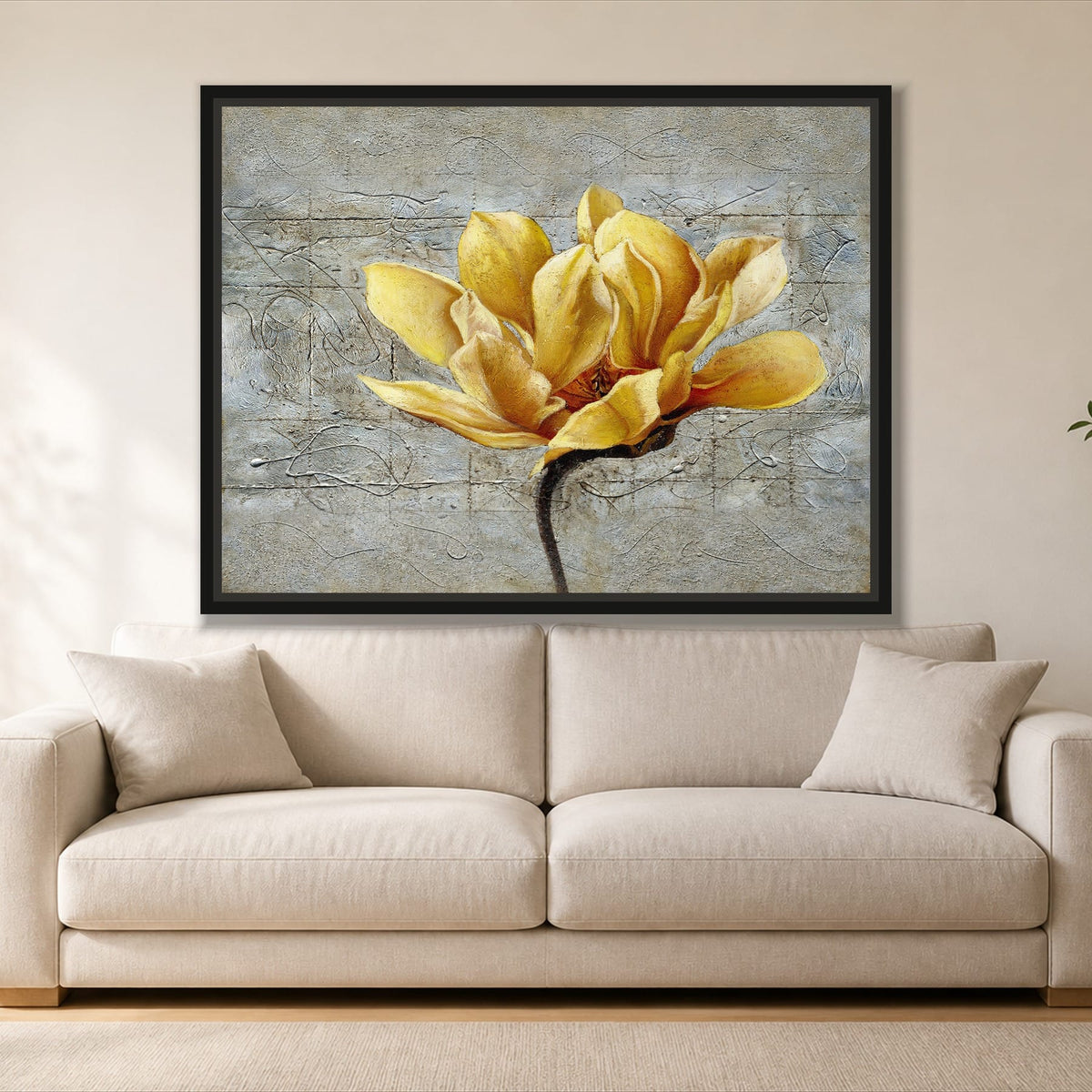 Flower of Life single panel canvas in a black floating frame