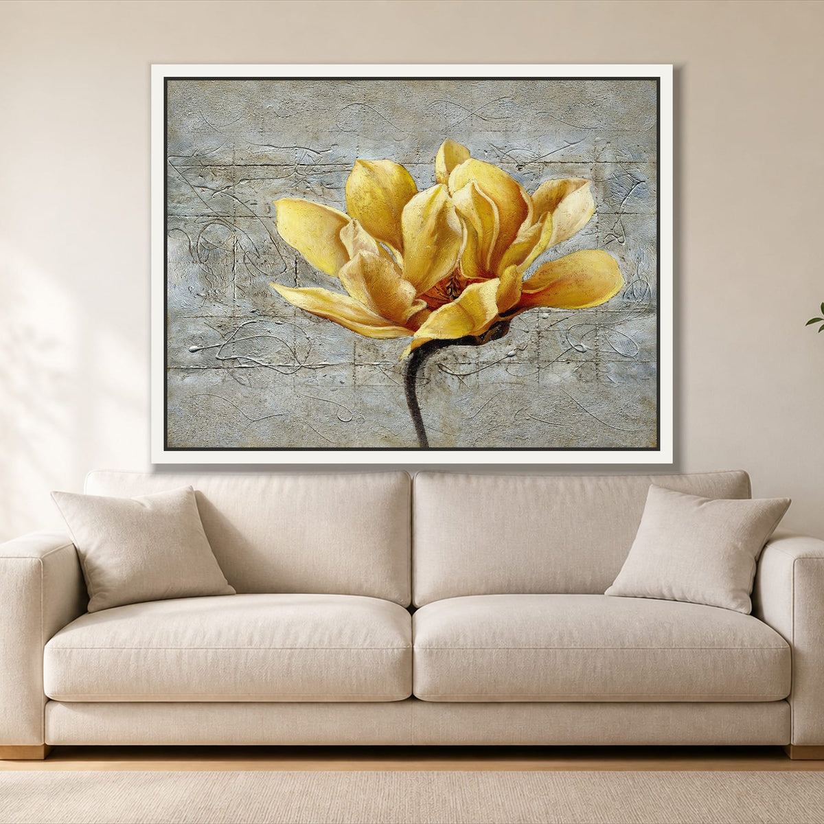 Flower of Life single panel canvas in a white floating frame
