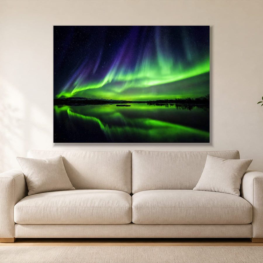 Aurora Borealis and Mountains - Single Panel