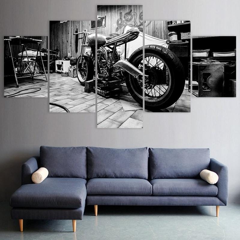 Black and White Motorcycle