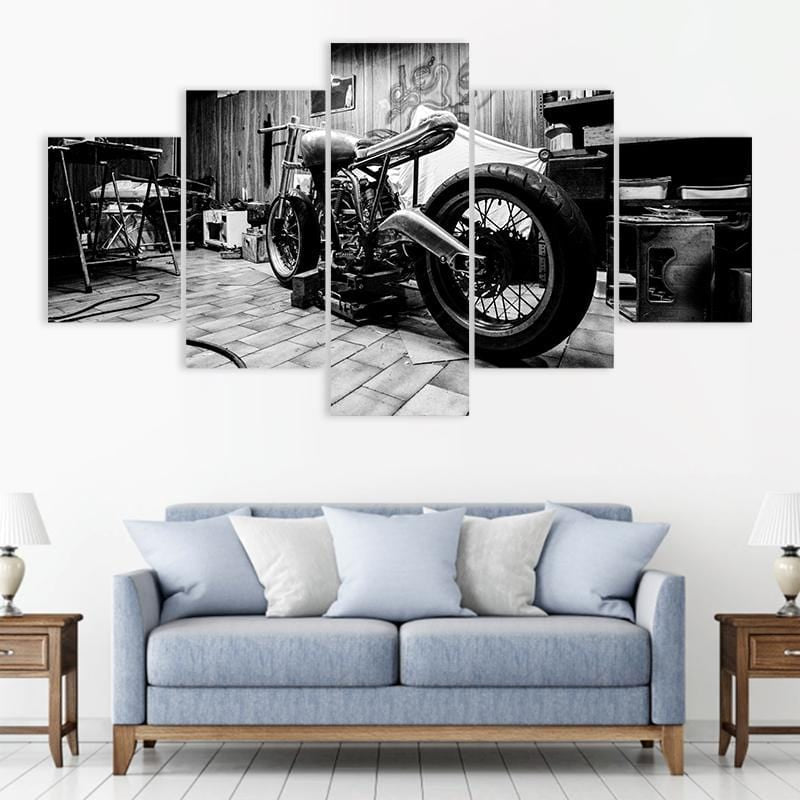 Black and White Motorcycle