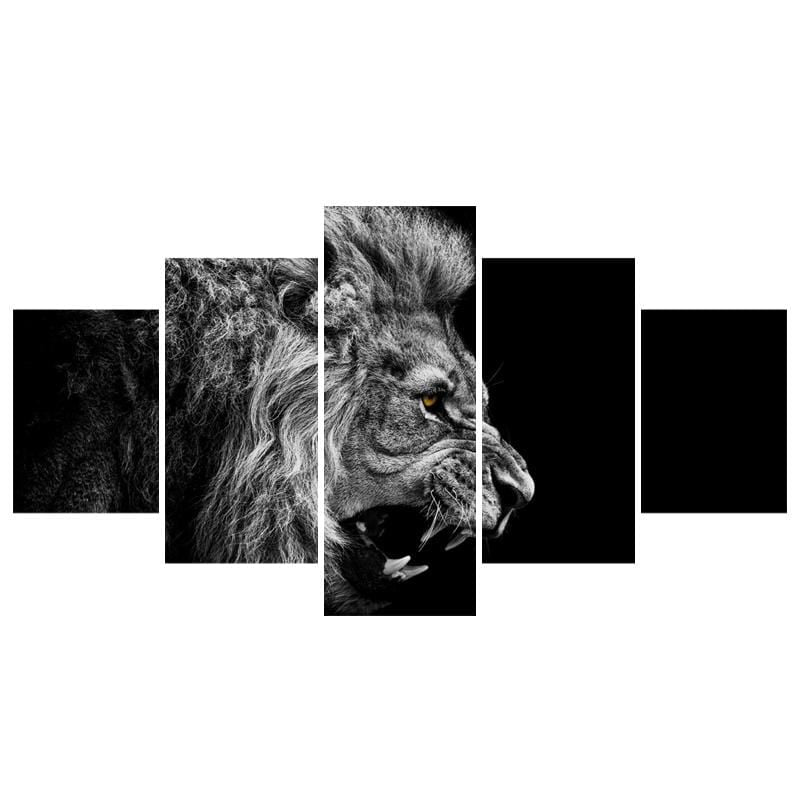 Black and White Roaring Lion