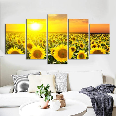 Image of Sunflowers and Sunset