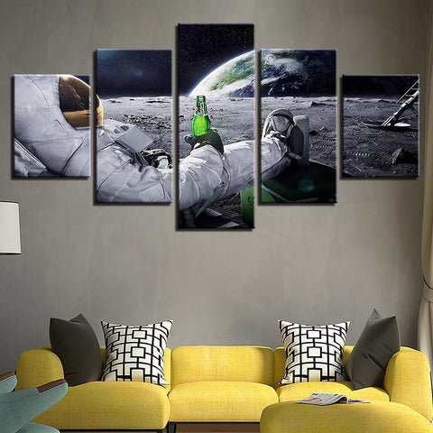 Image of Wall Ready Canvas Astronaut at Rest ready to hang modern wall art multi panel 5 piece
