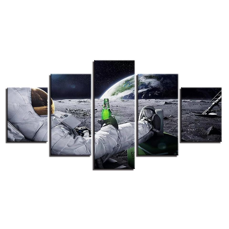 Wall Ready Canvas Astronaut at Rest ready to hang modern wall art multi panel 5 piece