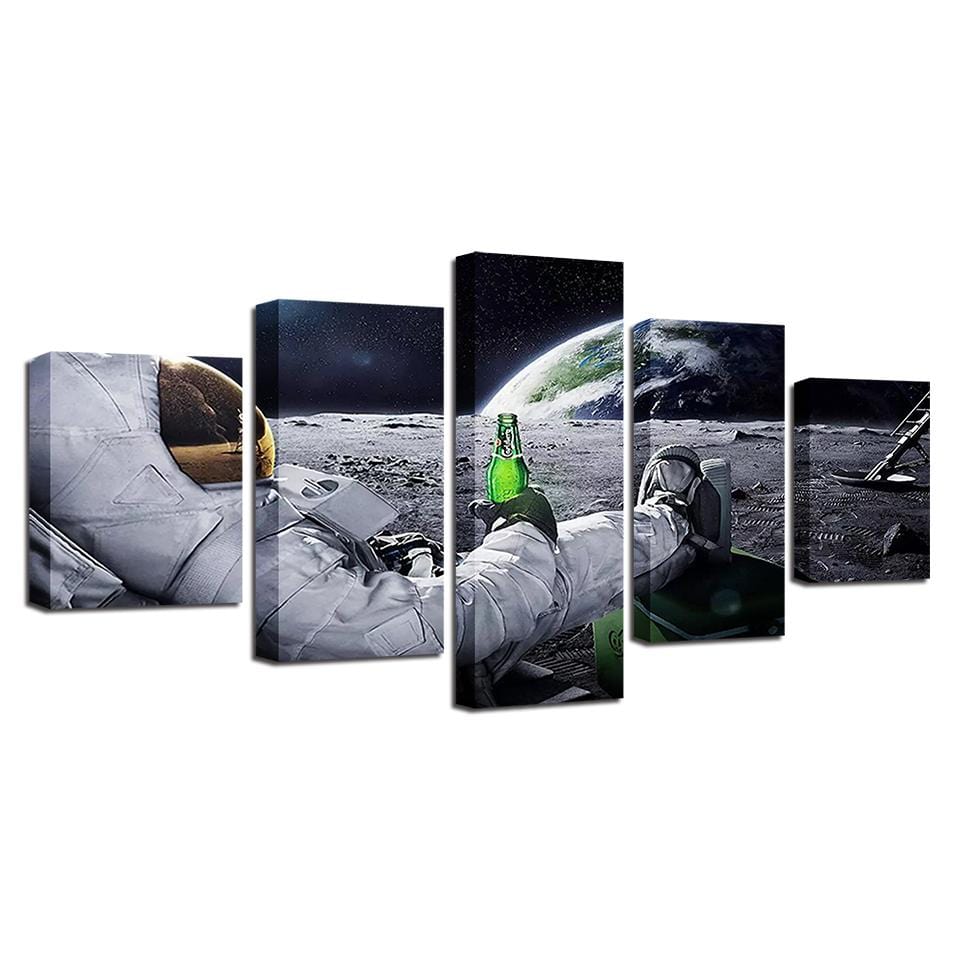 Wall Ready Canvas Astronaut at Rest ready to hang modern wall art multi panel 5 piece
