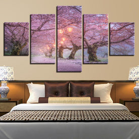 Cherry Blossom Trees with Lights