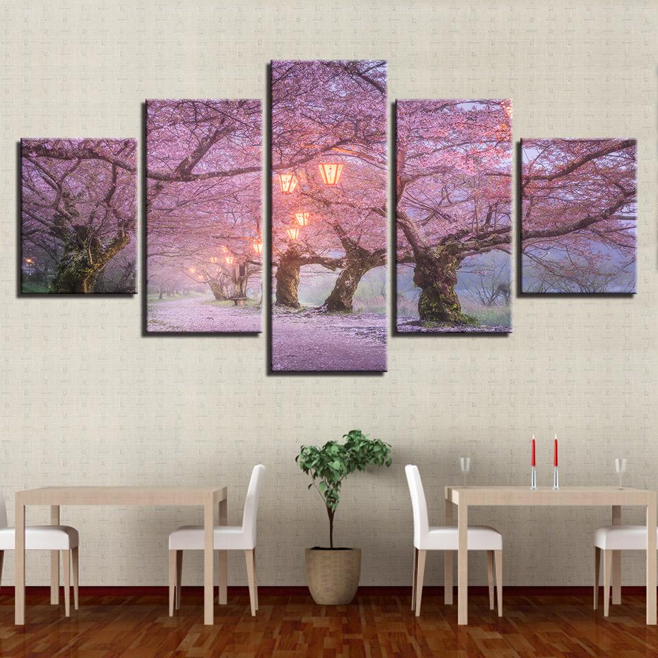 Cherry Blossom Trees with Lights