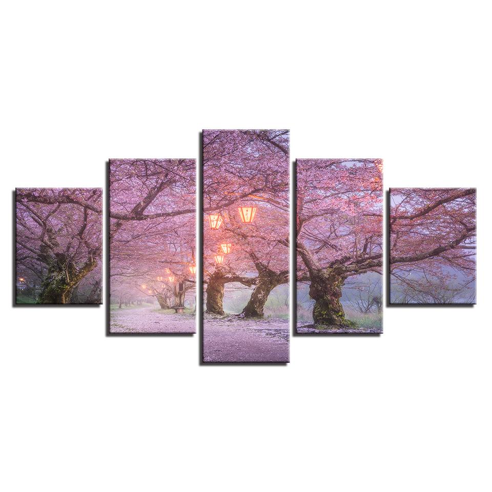 Cherry Blossom Trees with Lights