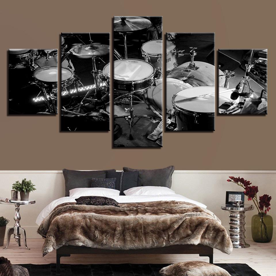 Drum Set in Black and White
