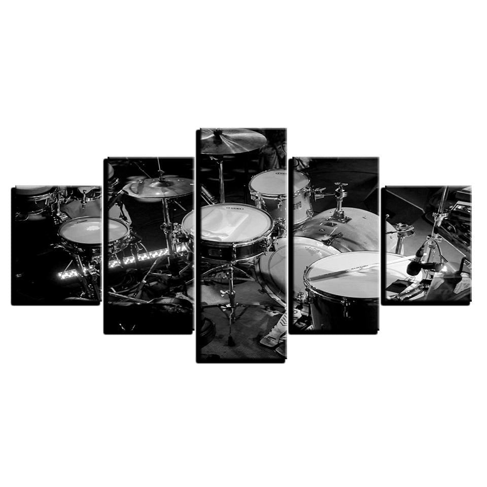 Drum Set in Black and White