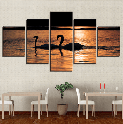 Image of Swan Lake at Sunset